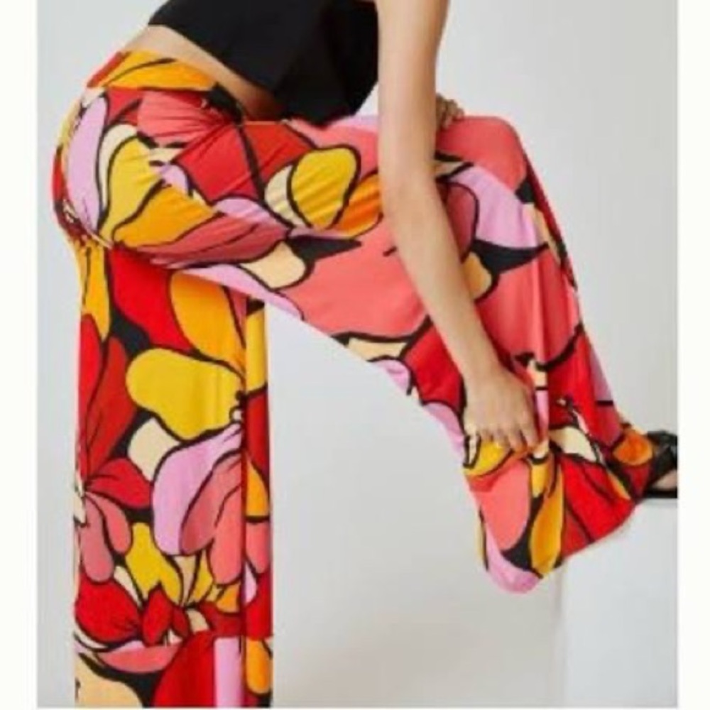 Farm Rio for Anthropologie wide leg floral pant
